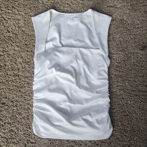 Sleeveless White Ruched Tank Top - Versatile Everyday Layer